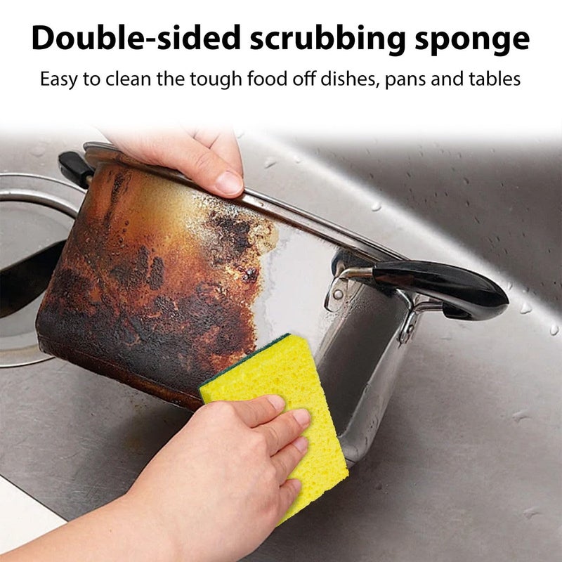 POWOBEST 24 Pack Multi-Purpose Sponge Pads,Heavy Duty Scrub Sponges Effective Clean The Surface Stains,Can Be Used to Clean Kitchen,Pots,Bowls,Bathrooms,Tiles,Bathtubs,Walls a Good Helper for Home Cleaning - Image 4